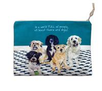 Dog Pattern Zip Purse, Brushed Cotton, 20 x 15 cm, Multi-Purpose Storage Compartment