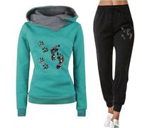 Dog Paw 3D Printed Women's Pullover Hoodie Pockets Sweatpants Set 2 Piece Outfit Fall Winter Sport Casual Streetwear