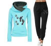Dog Paw 3D Printed Women's Pullover Hoodie Pockets Sweatpants Set 2 Piece Outfit Fall Winter Sport Casual Streetwear