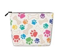 Dog Paw and Bone, Cosmetic Bag Imitation Linen Makeup Bag Portable Travel Toiletry Bag
