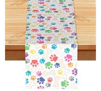 Dog Paw And Bone, Table Runner, Imitation Linen Table Runner For Home Party Dining Room 33x183 cm