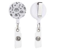 Dog Paw and Bones Doodle Cute Retractable Badge Holder Reel ID Name Card Holders Office Nurse Doctor
