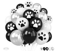 Dog Paw Balloons,30Pcs 12inch Black and White Confetti Balloons with Paw Print Latex Balloon for Boys and Girls Birthday Baby Shower Dog Birthday Party Decoration