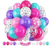 Dog Paw Balloons 60 Pcs Pink Purple Blue Balloons Puppy Paw Print Polka Dot Balloon 12 Inch Hot Pink Purple Teal Blue Turquoise Balloon Set for Kids Girls Baby Shower Birthday Party Decorations