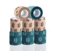 Dog Paw Bandages for Wounds - Self-Adhesive Bandage Wrap for Wound Care, Paw Care, First Aid - Light Vet Wrap for Pet Dogs, Cats, Horses, Birds - FSA & HSA Eligible (2 Inch, 8 Rolls, 8 Colors)