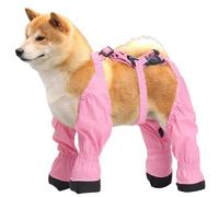Dog Paw Booties, Pets Suspender Booties, Dog Paw Protector Boots, Adjustable Straps, Anti-Slip Sole, S 1.25-2kg, M 2-3kg, L 3-4kg, Xl 4-6kg for Outdoor Walks, Winter Protection