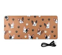 Dog Paw Brown Print Heated Desk Mat Large Heated Desk Blotter with 3 Heating Levels PU Leather Computer Keyboard Pad for Home Decor, 31.5x13in