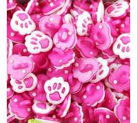 Dog Paw Buttons 15mm by 12mm Shaped 762D, Cerise Pink, 2