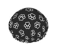 Dog Paw Cat Paw Puppy Footprint,Shower Cap Nightcap Double Layer Waterproof Elastic Bath Cap Reusable Hair Cap