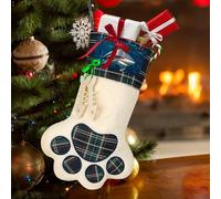 Dog Paw Christmas Stocking - Hammerhead Shark Scans The Ocean Large Green Santa Stockings for Fireplace, Family Holiday Decor, Xmas Tree Hanging Sock with Gift Loop 16.9 Inch
