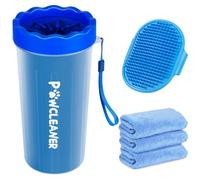 Dog Paw Cleaner, Adjustable Brush for Dogs & 3PCS Absorbent Towels, Buddy Muddy Pet Foot Washer (Large, Blue)