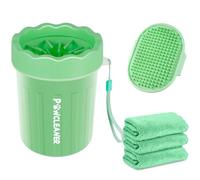 Dog Paw Cleaner, Adjustable Brush for Dogs & 3PCS Absorbent Towels, Buddy Muddy Pet Foot Washer (Small, Green)