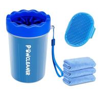 Dog Paw Cleaner for Dogs, (with 3Pcs Absorbent Towels & Adjustable Bath Brush) Dog Paw Washer, Pet Foot Cleaner (Deep Blue, Medium)