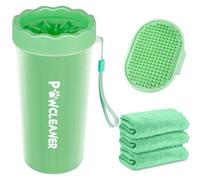 Dog Paw Cleaner for Dogs, (with 3Pcs Absorbent Towels & Adjustable Bath Brush) Dog Paw Washer, Pet Foot Cleaner (Light Green, Large)