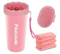 Dog Paw Cleaner for Dogs, (with 3Pcs Absorbent Towels & Adjustable Bath Brush) Dog Paw Washer, Pet Foot Cleaner (Pink, Large)