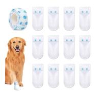 Dog Paw Covers, Dog Paws Shoes - 12X Non-Woven Dog Boot Foot Protector - Dog Paw Sock Protector with Adhesive Bandage for Small and Medium Dogs