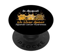Dog Paw In August We Wear Amber Appendix Cancer Awareness PopSockets Adhesive PopGrip