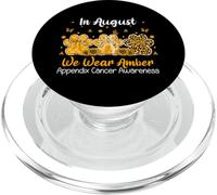 Dog Paw In August We Wear Amber Appendix Cancer Awareness PopSockets PopGrip for MagSafe