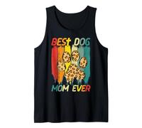 Dog Paw Leopard Plaid Vintage Best Dog Mom Ever Mother's Day Tank Top