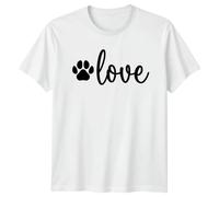 Dog Paw Love Script Womens T-Shirt Dog Mom Rescue Animal Pet Owner for Her