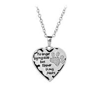 Dog Paw Necklace Simple No Longer By My Side Carved Letter Heart Pendant Necklace Classic Memorial Pendant,White d Professional