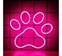 Dog Paw Neon Sign - Pink Paw Print Neon Sign Wall Decor, USB Powered LED Dog Signs, Brightness Dimmable, Cute Gifts for Girls Boys Bedroom Birthday Party Christmas