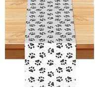 Dog Paw Pattern Print Decor Linen Table Runner for Everyday Dining Wedding Party Holiday Home Decor
