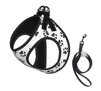 Dog Paw Pattern Print Dog Harness and Leash Set,Breathable Adjustable Escape Proof Vest for Dogs, Cats