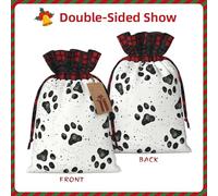 Dog Paw Pattern Print Festive Drawstring Gift Eco-Friendly Bags Reusable Pouches Birthday Wedding Party