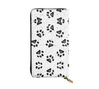 Dog Paw Pattern Print Leather Long Clutch Wallet – Fashionable Personalized Wallet, Multiple Card Slots, Gift Ready, Black, One Size
