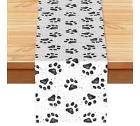 Dog Paw Pattern Print Linen Texture Table Runner Fade-Resistant Dining Table Decor For Buffet Console Kitchen 33x183cm