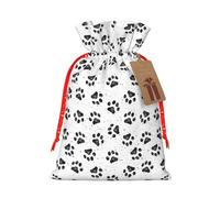 Dog Paw Pattern Print Reusable Eco-Friendly Gift Drawstring Bag For Party Favors Seasonal Celebrations