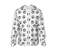 Dog Paw Pattern Print Sun Protection Hoodie Jacket,Lightweight Sports Long Sleeved Sunscreen Clothing Black