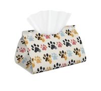 Dog Paw Pattern Print Tissue Box Cover Foldable Tissue Storage Box Leather Tissue Cube Box Holder for Living Room Bedroom Office Car Home Decor
