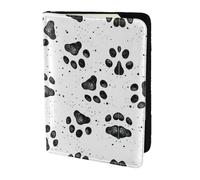 Dog Paw Pattern Printing Cowhide Passport Holder,Passport Cover,Travel Card Cover Case For Men Women,Documents Protector, Black, One Size