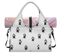 Dog Paw Pattern Sports Duffle Bag with Shoe Compartment Weekend Overnight Bags Tote Cabin Luggage Bag for Gym Yoga Travel