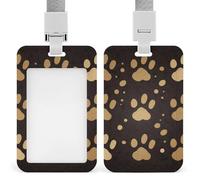Dog Paw Print Badge Holder with Lanyard, Vertical ABS Plastic ID Card Holder Fashion Name Badge Holders Office ID Card Protector for Teacher Nurse Employee Security Staff