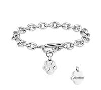 "Dog Paw Print Cremation Jewelry Urn Bracelet for Ashes Memorial Urn Bangle for Dog's Cat's Ashes Keepsake Bracelet Ash Locket, Metal, not known"