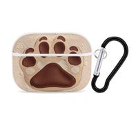Dog Paw Print Earbuds Organizer Shockproof Protective Airpods Pro Cover with Carabiner Clip Anti Fall Carrying Earphone Case Cover for Airpods Pro 2nd Generation White