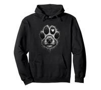 Dog Paw Print Heart Tattoo Style Design for Pet Lovers Pullover Hoodie