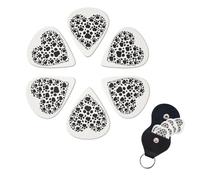 Dog Paw Print Love Heart Guitar Picks 6 Pack 3 Different Thickness Celluloid Guitar Plectrums with Guitar Pick Holder Personalized Guitar Pick for Acoustic Guitar, Electric Guitar, Bass, Ukulele