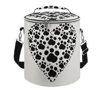Dog Paw Print Love Heart Lunch Bag, 15L Portable Leakproof Picnic Basket with Shoulder Strap, Insulated Picnic Cooler Bag for Camping, Beach, Hiking & Groceries