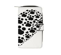 Dog Paw Print Love Heart Wallet Multifunctional Leather Wallets for Men Compact Long Wallet Credit Card Holder Passport Bag