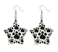 Dog Paw Print Love Heart Wooden Earrings Jewelry Gifts, Lightweight Vintage Natural Wood Pendants Classic Artistic Wooden Earring Hooks for Women, Apricot shaped, Wooden, wood