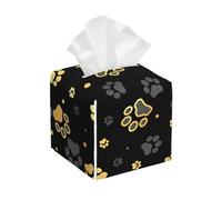 Dog Paw Print Print Leather Tissue Box Cover - Foldable Organizer Holder - Easy Storage & Concealing Leather Tissue Box