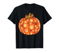 Dog Paw Print Pumpkin Bow Autumn Fall Halloween Animal Lover T-Shirt