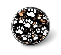 Dog Paw Print Round Badge Personalized Metal Lapel Pin Badges Fit Clothing Bags Hat Humorous Printed Brooch Badge Party Decorations Accessories for Men Women