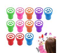Dog Paw Print Stamp Set - Colorful Self-Inking Stamps Set | 12X Small Stationery Stamp, Portable School Supplies Favors Assorted Sta-mp Śet For