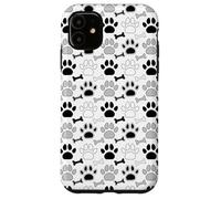 Dog Paw Prints And Bones In Black White an Gray Case for iPhone 11