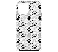 Dog Paw Prints And Bones In Black White an Gray Case for iPhone 12 mini